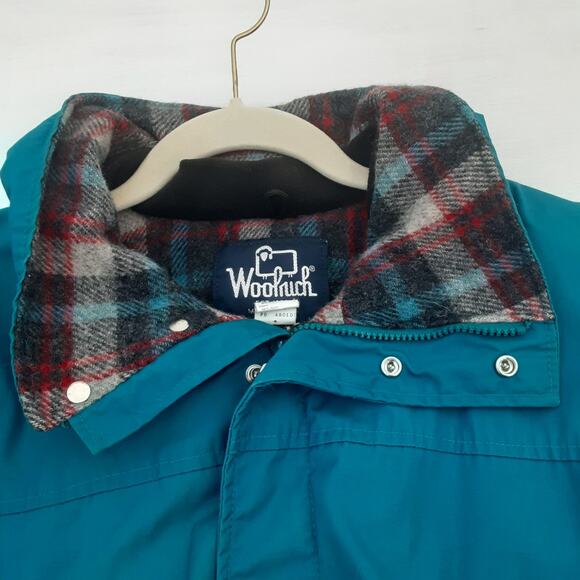 Vintage Woolrich Jacket Size L Blue Parka Wool Blanket Lined USA Made Chore - Picture 3 of 12